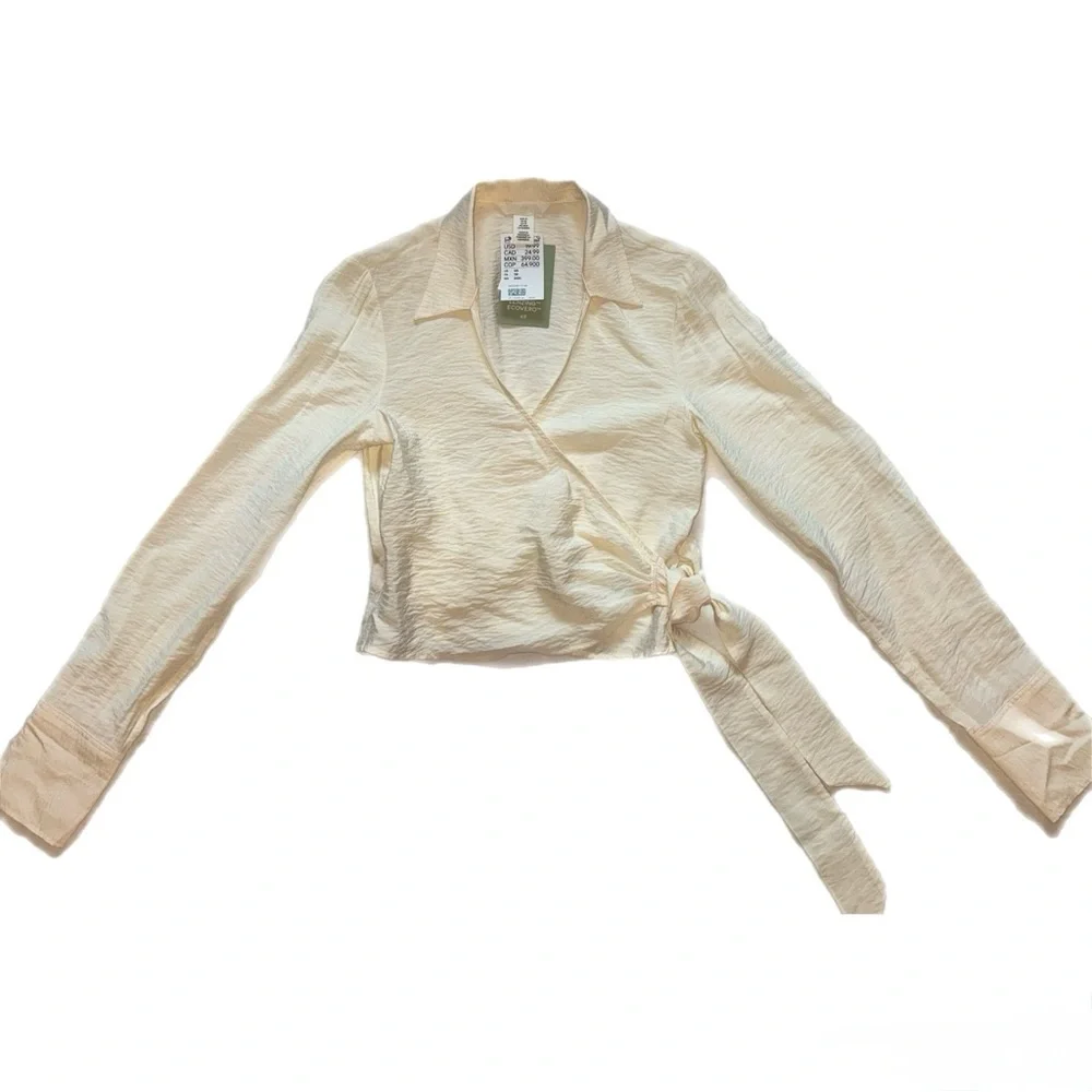 H&M Cream Wrap Blouse - Picture 1 of 2